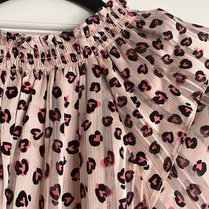 Stella and Dot Pink Cheetah/Heart Blouse - size Large